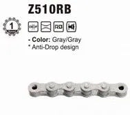 CHAIN - KMC Single Speed ,Z1 Wide Chain, 1/2" x 1/8" x 112L, Anti Rust, Grey