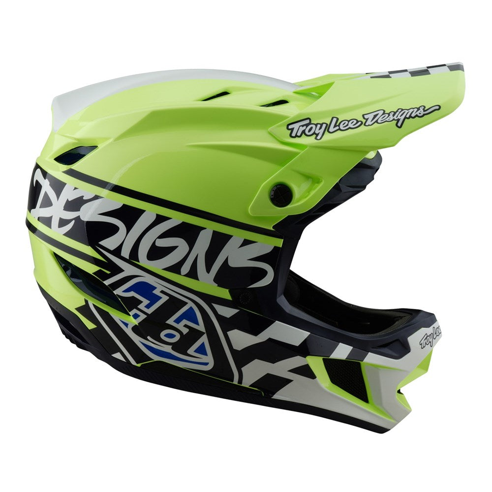 Troy Lee Designs TLD 25.1 D4 Poly Full Face Helmet MIPS - Fifty-50 Navy / Glo Yellow - Medium/Large