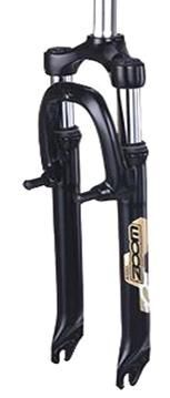 SUSPENSION FORK, Zoom, 20" threadless, 260mm stem, alloy crown, hi-ten brace & blade, V-Brake, 1 1/8", ID 25.4 BLACK