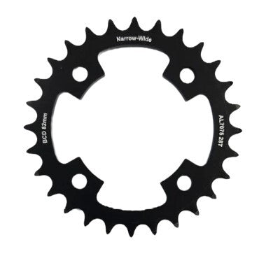 Chain ring only, 28T, AL7075, Black BCD: 82mm, narrow wide - (Bolt hole = 8mm)