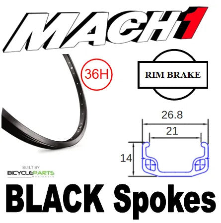 Wheel - 20" Mach1 110 36H S/J Black Rim Front 3/8 Nutted (100mm OLD)