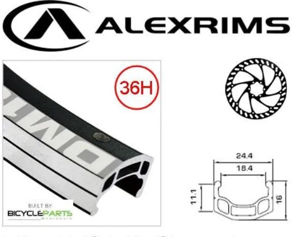 Alexrims DM-18 Hybrid Alloy Front Wheel - 29er/700c QR 6 Bolt Disc Joytech Hub