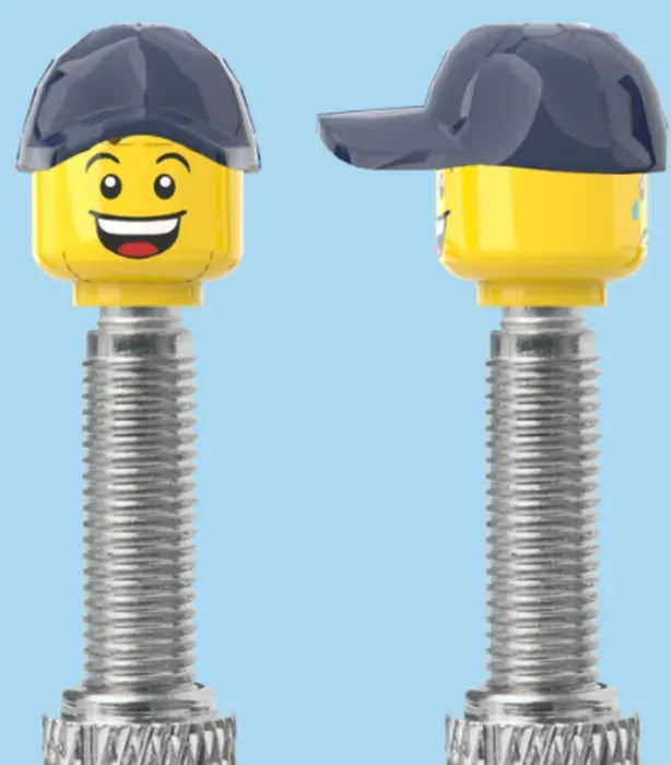 Lego Style 2 Faces | Open Mouth Smile Face | Sad Tear Face | Blue Cap | FV | Brick Caps | Sold as Pair