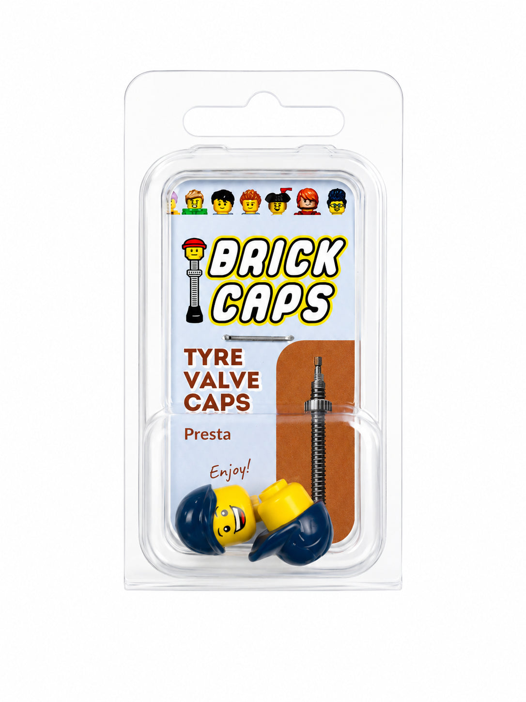 Lego Style 2 Faces | Open Mouth Smile Face | Sad Tear Face | Blue Cap | FV | Brick Caps | Sold as Pair