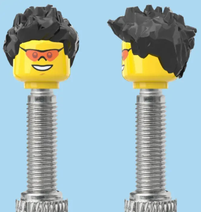 Lego Style Coloured Sunglasses with a Smile | Fully Styled Black Hairdo | FV | Brick Caps | Sold as Pair