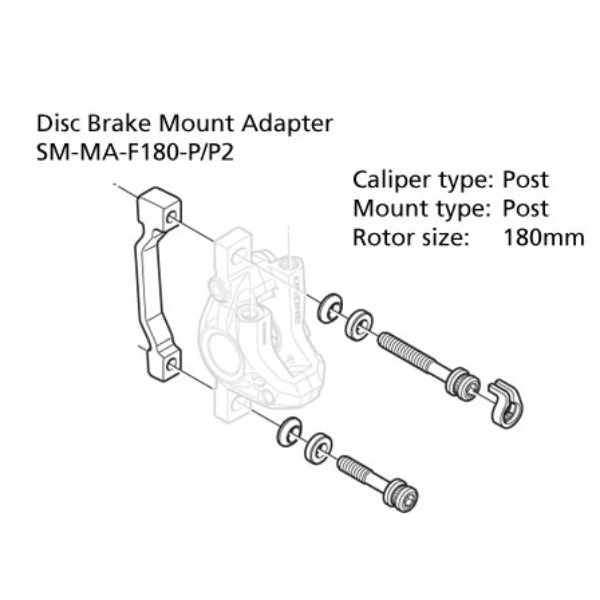 Shimano SM-MA-F180-PP Adapter 180mm Caliper: Post Frame/Fork Mount: Post
