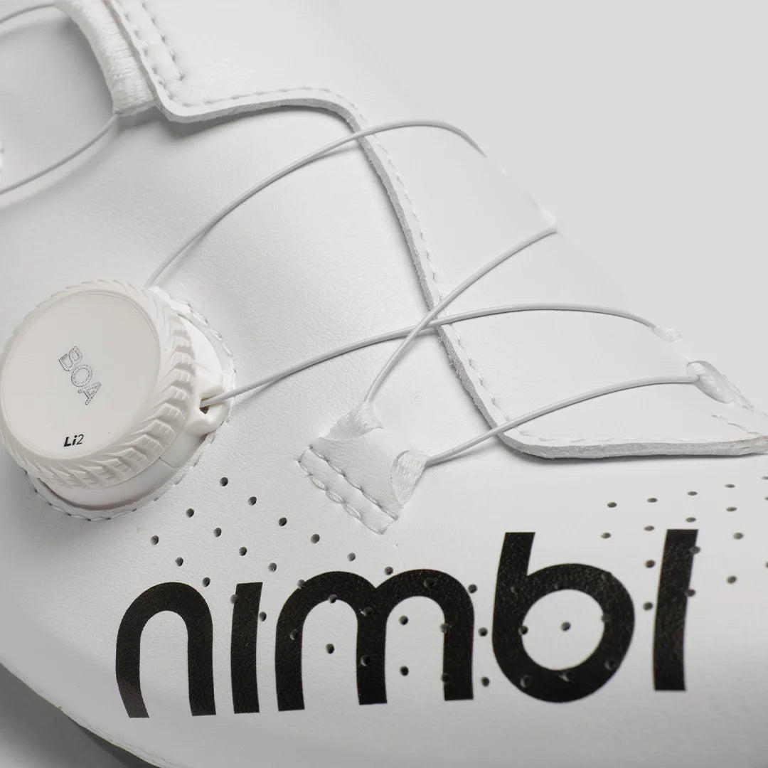 Nimbl Ultimate Glide Pro Edition microfiber upper and BOA dial detail