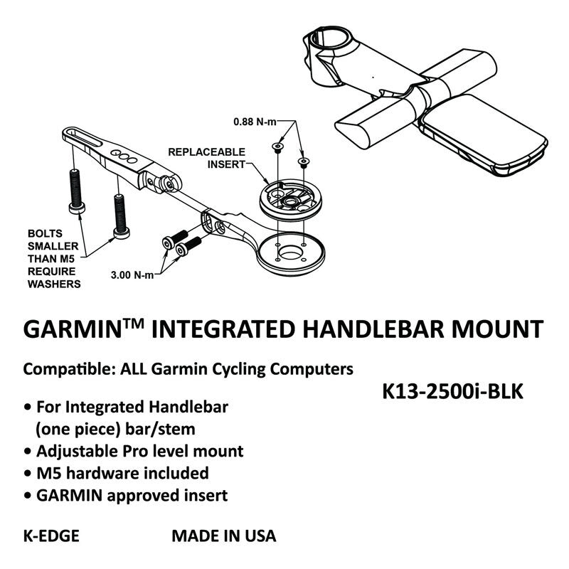 K-EDGE GARMIN Integrated Handlebar System Mount - Black