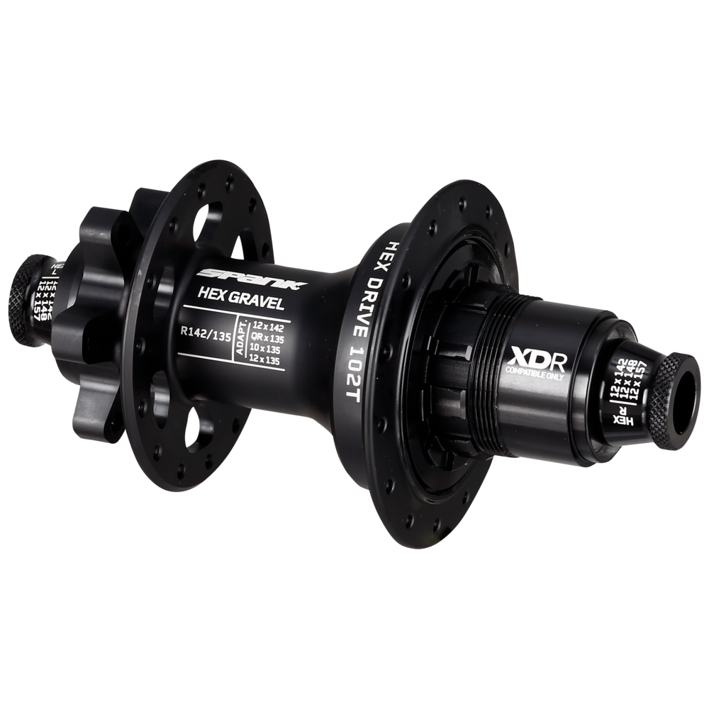 Spank Hex Drive 102T J-Bend Gravel Rear Hub R135/142 XDR 28H Black
