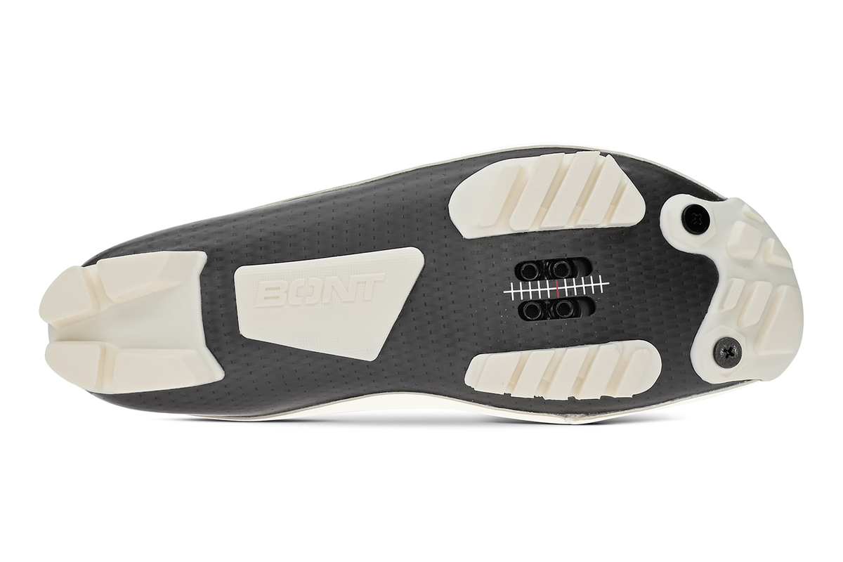 Bont Vaypor SL G White gravel and MTB cycling shoe, sole and two-hole cleat mount