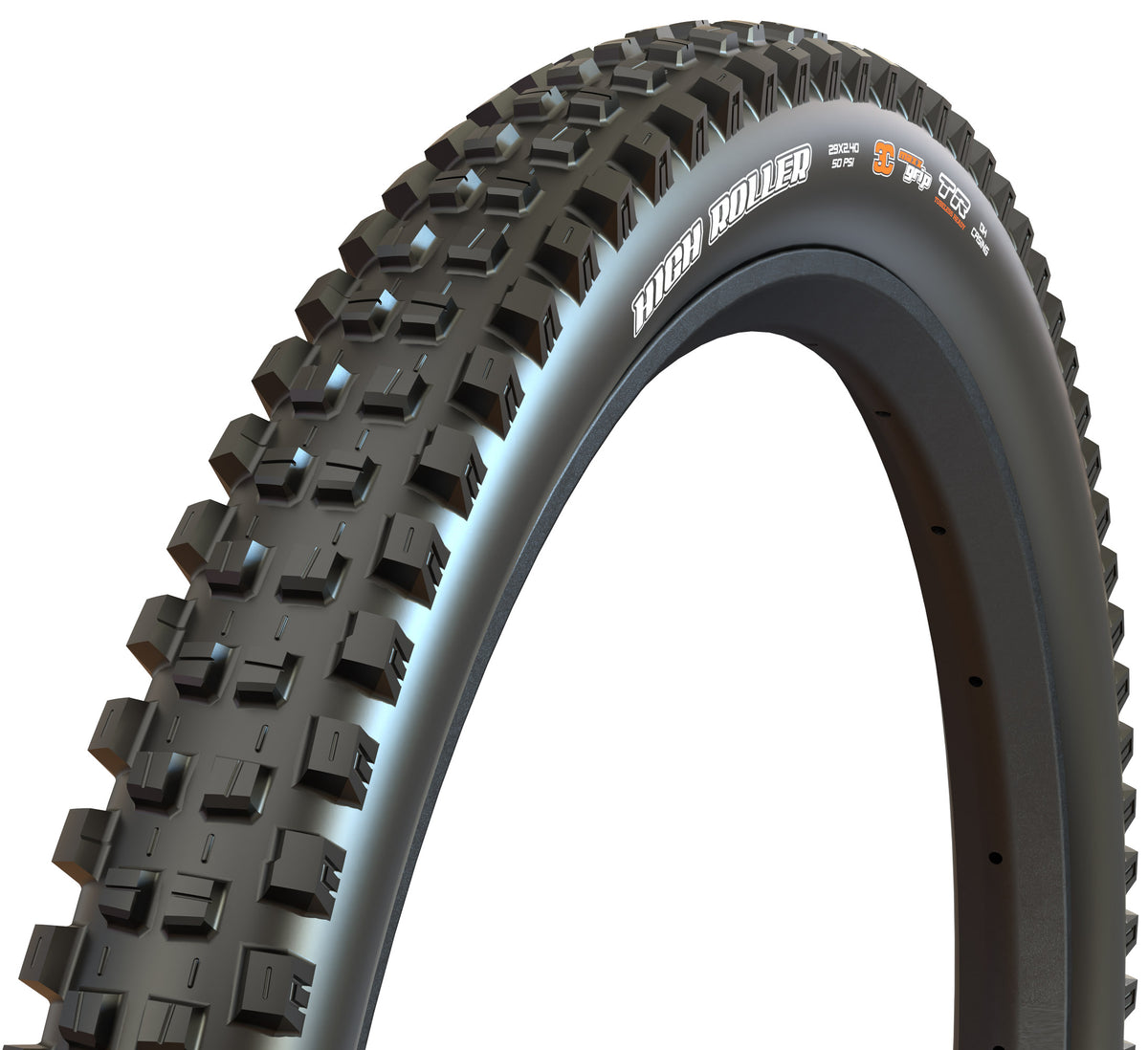 Maxxis High Roller III tyre – three-quarter view
