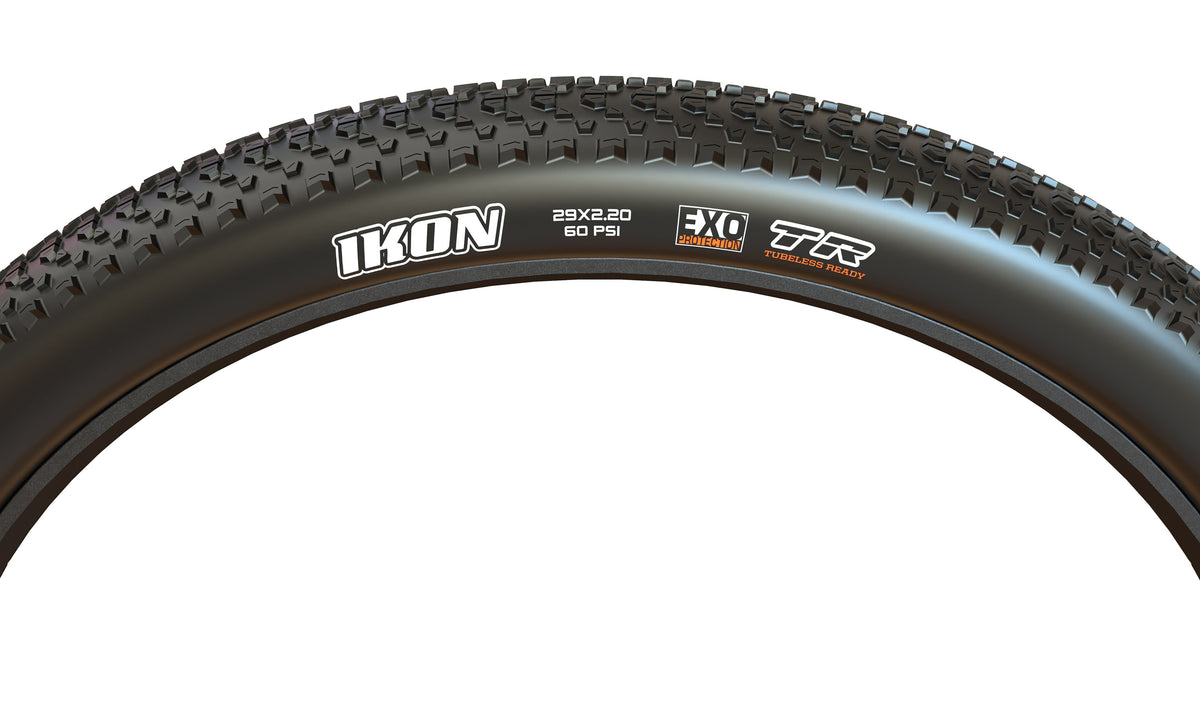 Maxxis Ikon black tyre – sidewall and tread detail
