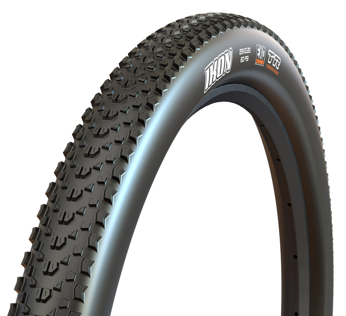 Maxxis Ikon black tyre – three-quarter view