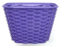 Plastic Girls Purple Woven Front Bicycle Basket For 16-20" Bikes (w Bracket & Fitting Set)