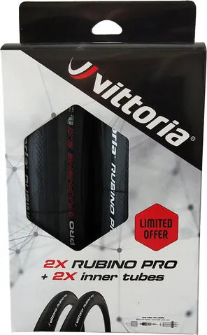 Vittoria Rubino Pro Graphene 2.0 Twin Pack [Colour: Black] [Size: 700 x 28mm] + 2 Tubes