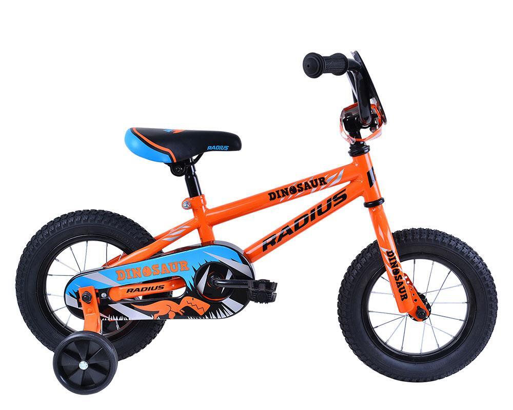 Radius #Dinosaur 12" Kids Bike - Gloss Orange/Blue/Black