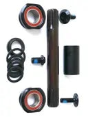 BOTTOM BRACKET SET - 8T - 19mm Interface, Euro Type, Cro-mo Spindle, Sealed Bearings, Set of 10 Pieces, BLACK