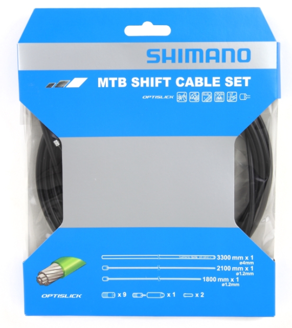 Shimano MTB OT-SP41 Shift Cable Set Optislick Black 2100mm/1800mm Inner & Outer Cables w/Caps