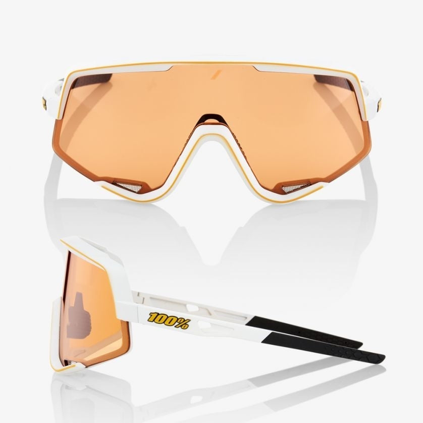 100% Glendale Sunglasses Soft Tact Off White Persimmon Lens