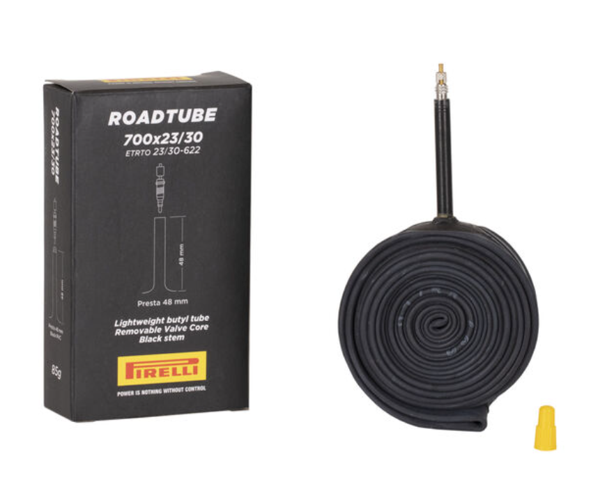 Pirelli Roadtube Presta Valve w Black Stem & Removable Valve Core