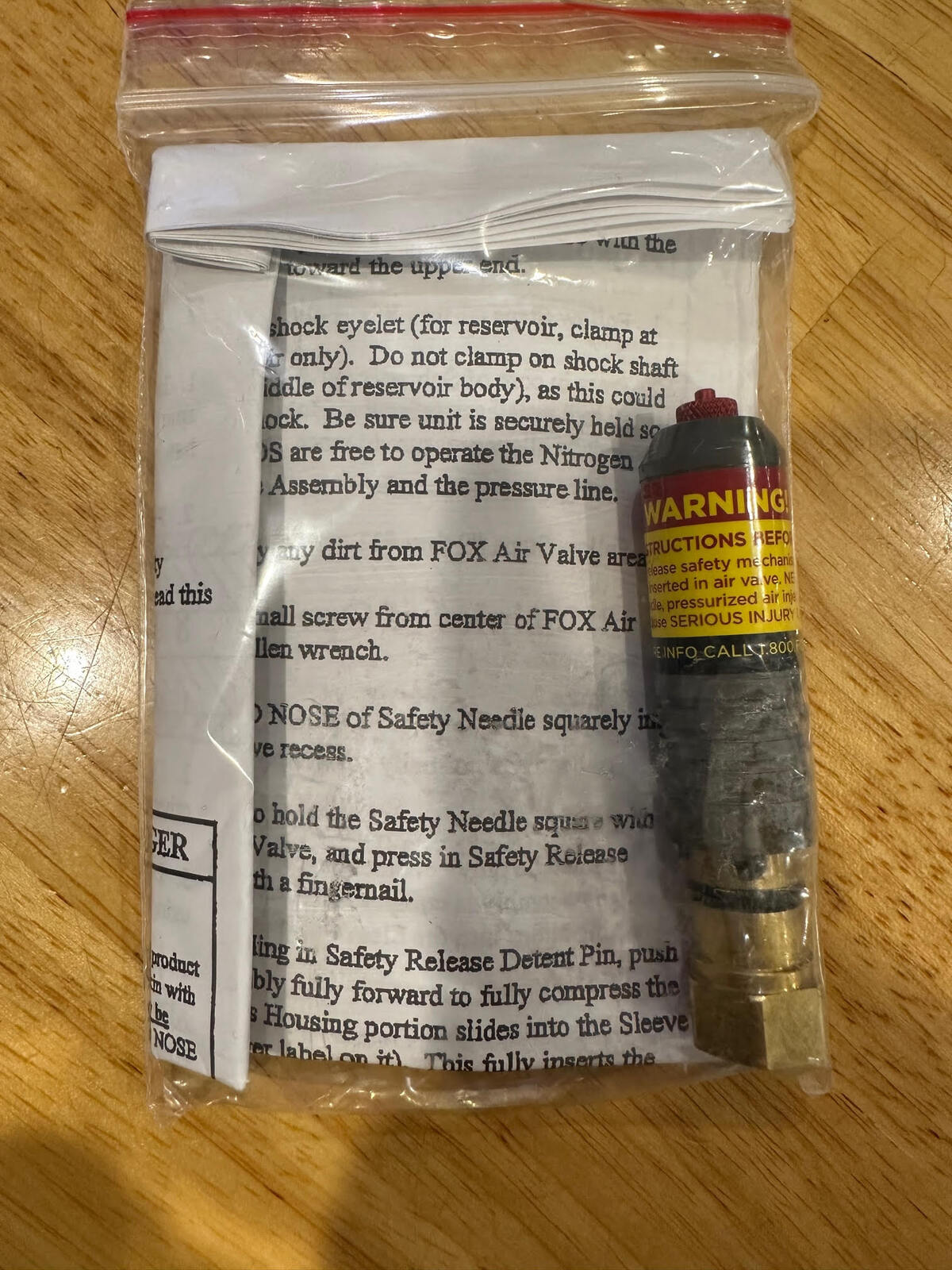 Air Valve Assy, Nitrogen Safety Needle w/out gauge