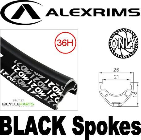 Wheel - 29er Alex MD21 36H P/j Black Rim, 8/11 Speed Q/R (135mm OLD) 6 Bolt Disc Sealed Novatec Black Hub, Mach 1 Black Spokes