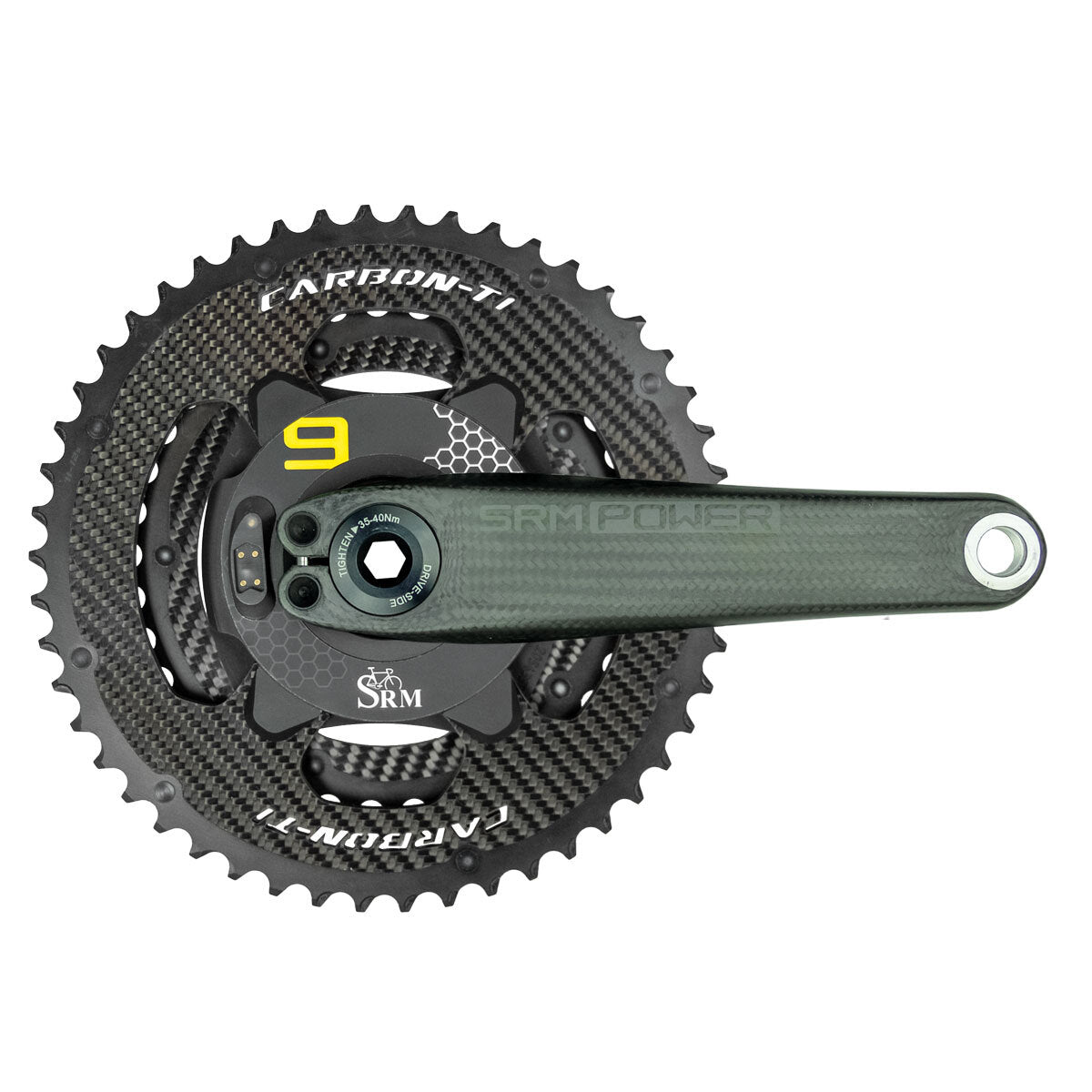 SRM Origin PM9 - THM Cranks 170mm - Carbon Ti 52/36T - 24mm Titanium Spindle - White Decal