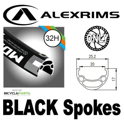 Alexrims MD19 - 27.5 - 32H - QR 135mm OLD - Screw-on - 6 Bolt Disc - Loose Ball - Black