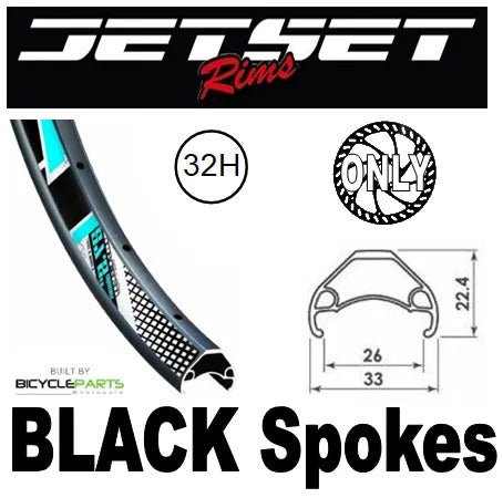 Jetset HC-E331 - 24" - 32H - 8/11 speed - 12x148mm boost - 6 bolt disc - novatec e440 sealed - emtb - Black