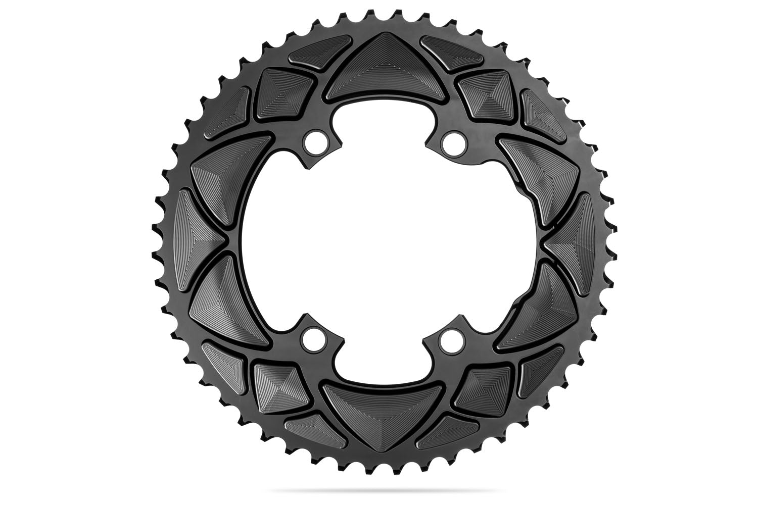 AbsoluteBLACK Round Premium 110BCD 4 Hole Shimano 2X Chainring - Grey - 53T