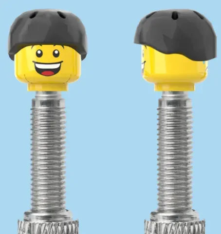 Lego Style 2 Faces | Open Mouth Smile Face | Sad Tear Face | Black Helmet | FV | Brick Caps | Sold as Pair