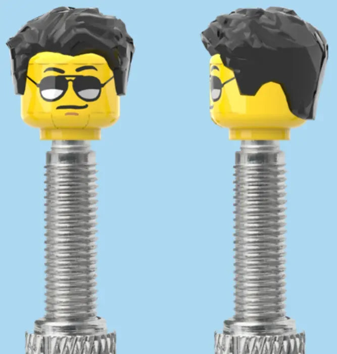 Lego Style Moustache and Sunglasses | Styled Black Hairdo | FV | Brick Caps | Sold as Pair