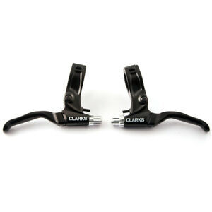 Clarks V Brake levers, pair, black, use with twist and thumb gear shift, hinged clamp