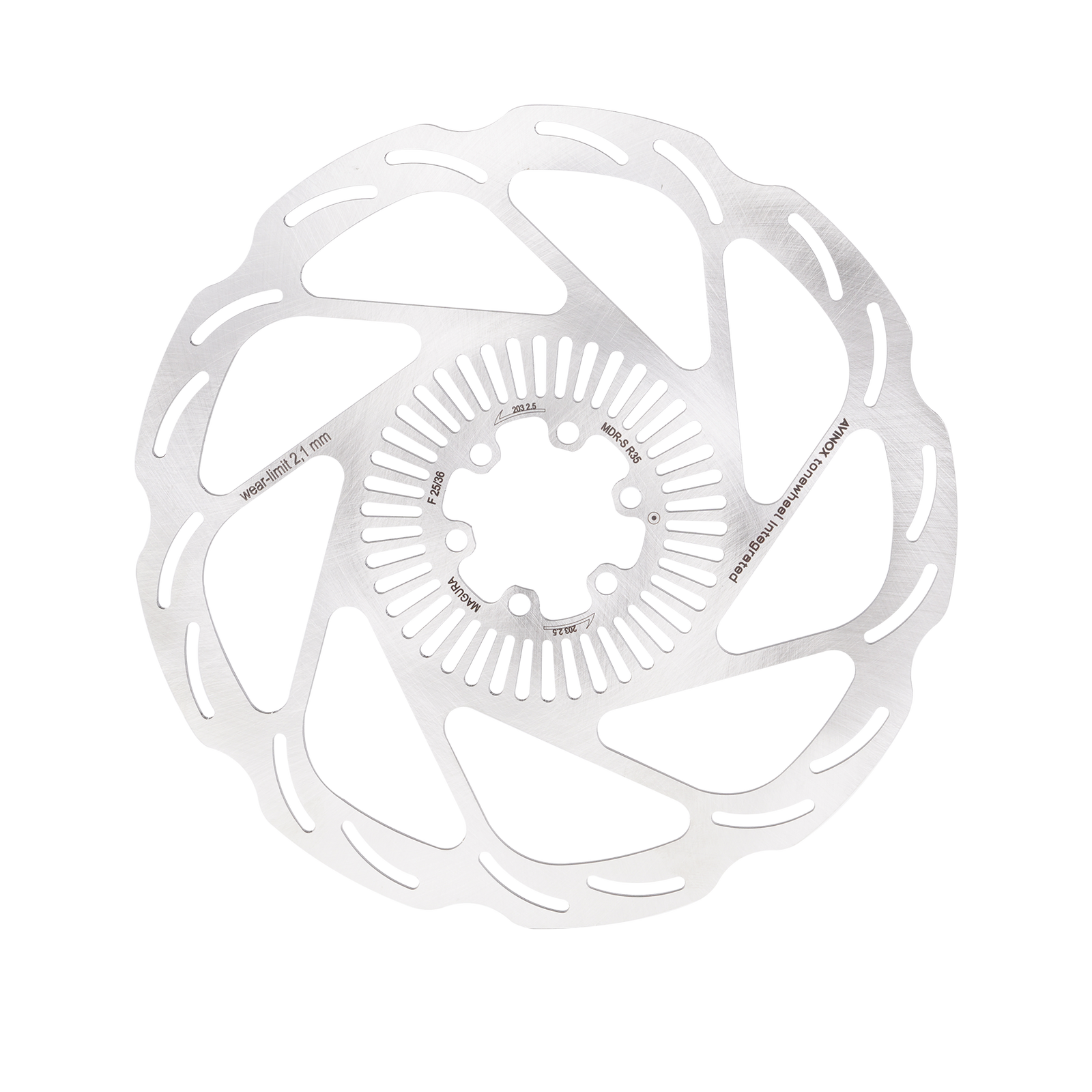 Magura MDR-S Disc Brake Rotor w/ Integrated Avinox Speed Sensor Cutouts - 203mm Diameter / 2.5mm Thickness