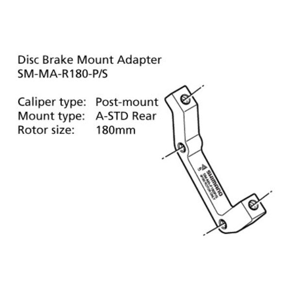 Shimano SM-MA-R180-PS ADAPTER 180mm CALIPER: POST Mount: A-STD REAR