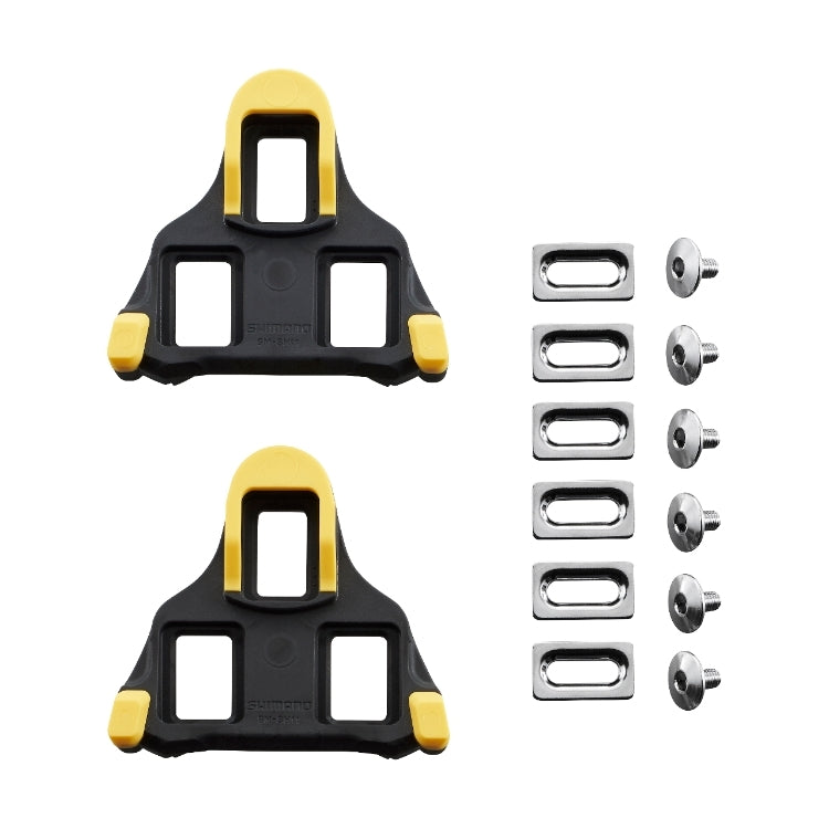 Shimano SM-SH11 yellow SPD-SL cleat pair with six fixing bolts and washers
