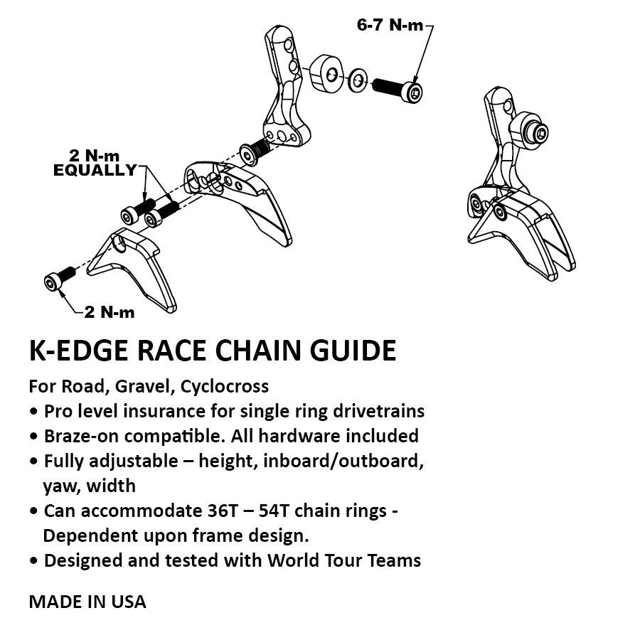 K-Edge Road Chain Guide for 1X Single Race - Black Anodized