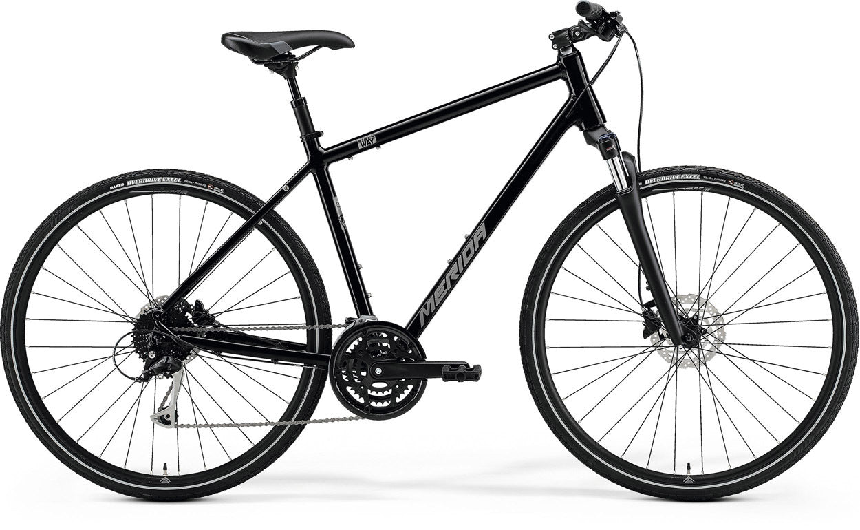 2021 Merida Crossway 100 Hybrid Bike [Size: Small (47)] [Colour: Glossy Black (Matt Silver)]