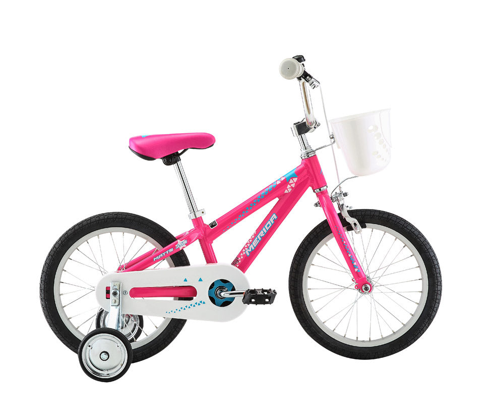 2021 Merida Matts J16 Girls 16 Inch Bicycle w Training Wheels [Colour: Pink (Blue/White)]
