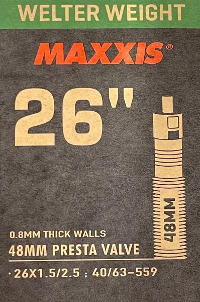 Maxxis Welter Weight Bicyle Inner Tube 26 x 1.50/2.50 Presta 48mm