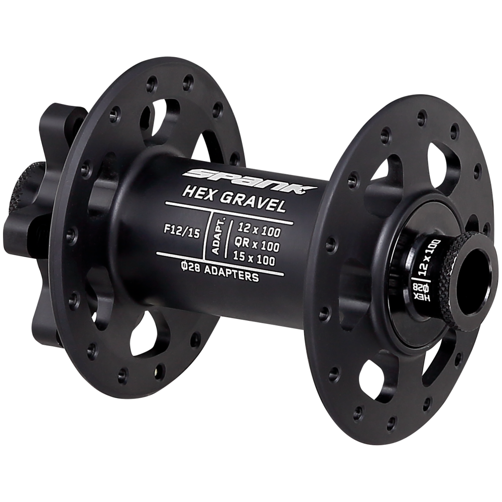 Spank Hex J-Bend Gravel Front Hub F12/15 28H Black