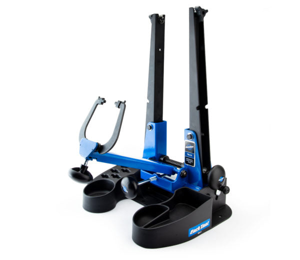 Park Tool TS-2.3 wheel truing stand with thru-axle adapters