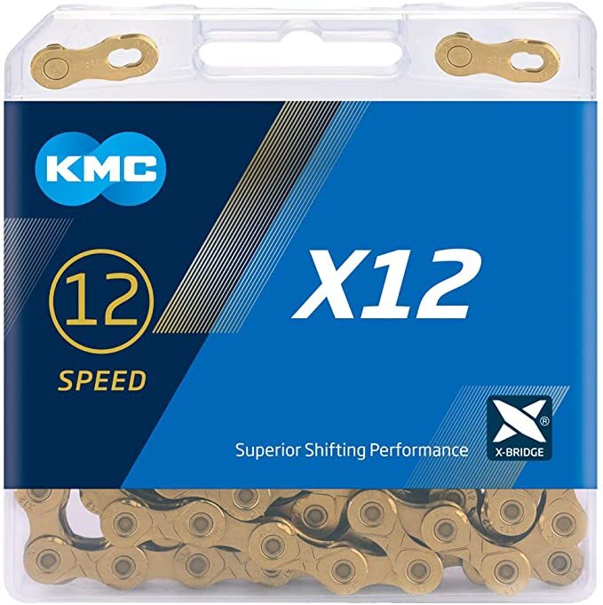 KMC X12 12 Speed Chain 126L - 1/2"x11/128" - X-Bridge - Gold