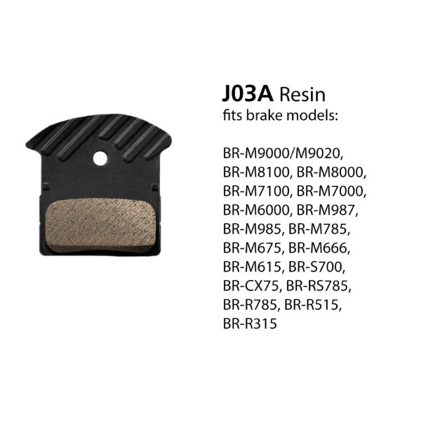 Shimano BR-M9000 Resin Brake Pads & Spring J03A w/Fins 