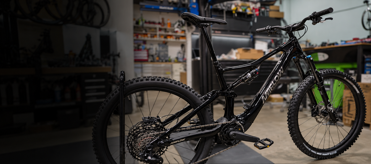 Amflow PX Carbon in The Odd Spoke shop, wide desktop banner with clear space for text