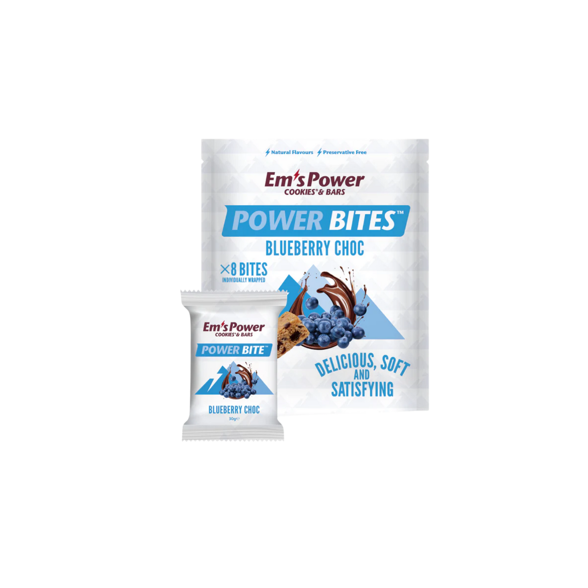 Em's Power Bites Blueberry Chocolate 8 Pack