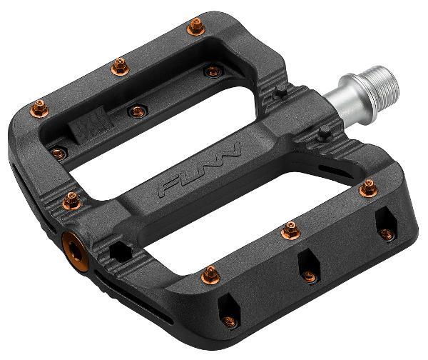 FUNN Black Magic V1 pedals with orange pins