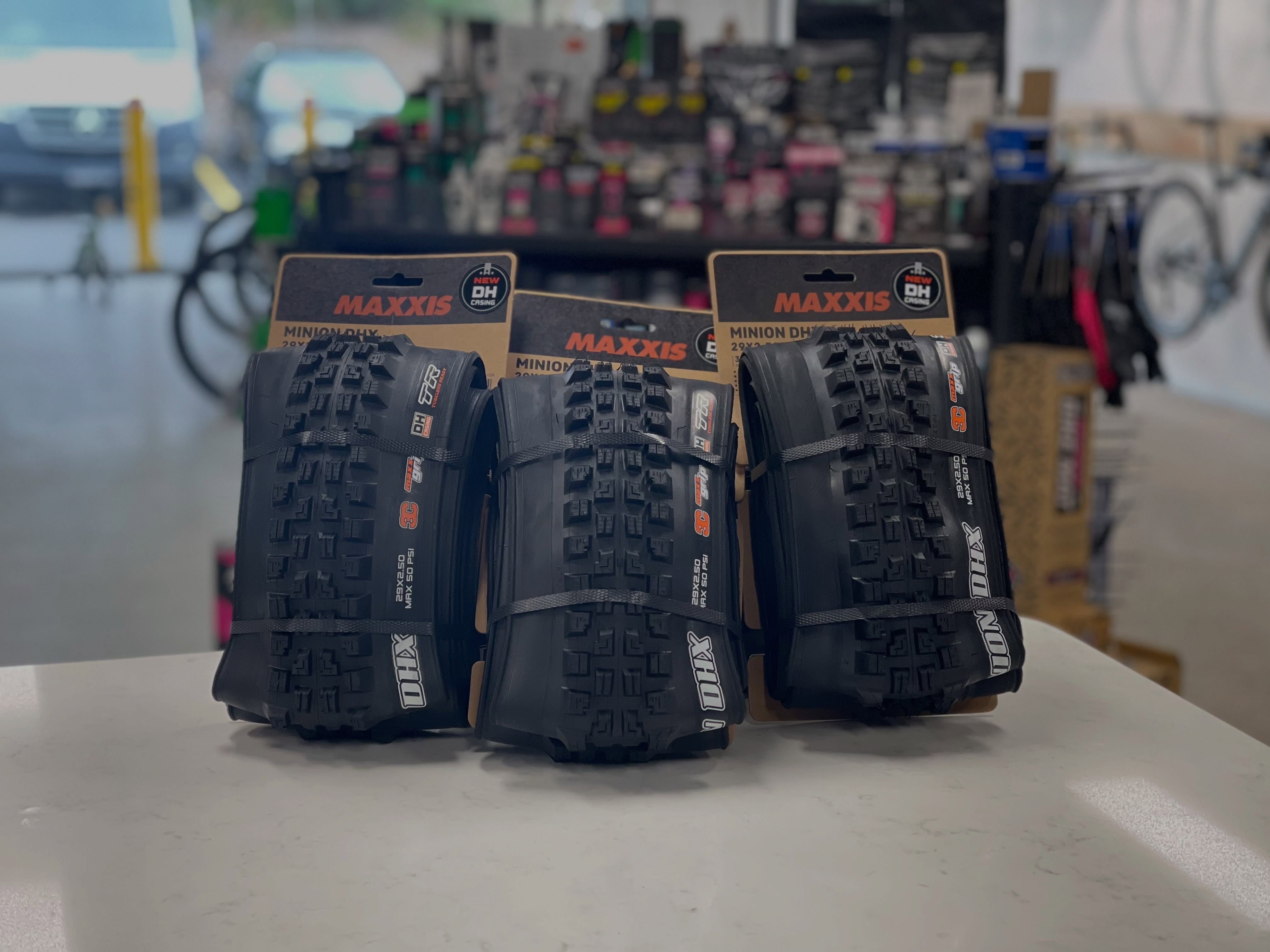 Maxxis Minion tyres in store at The Odd Spoke