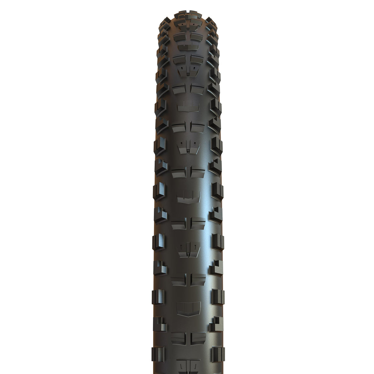 Maxxis Minion DHR II black tyre tread front view on a white background