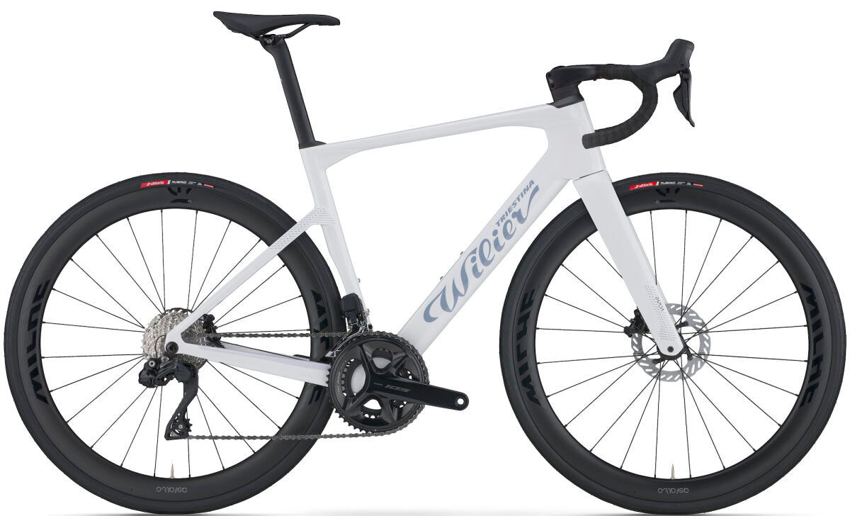 Wilier Rapida 105 Di2 road bike in Weekend White